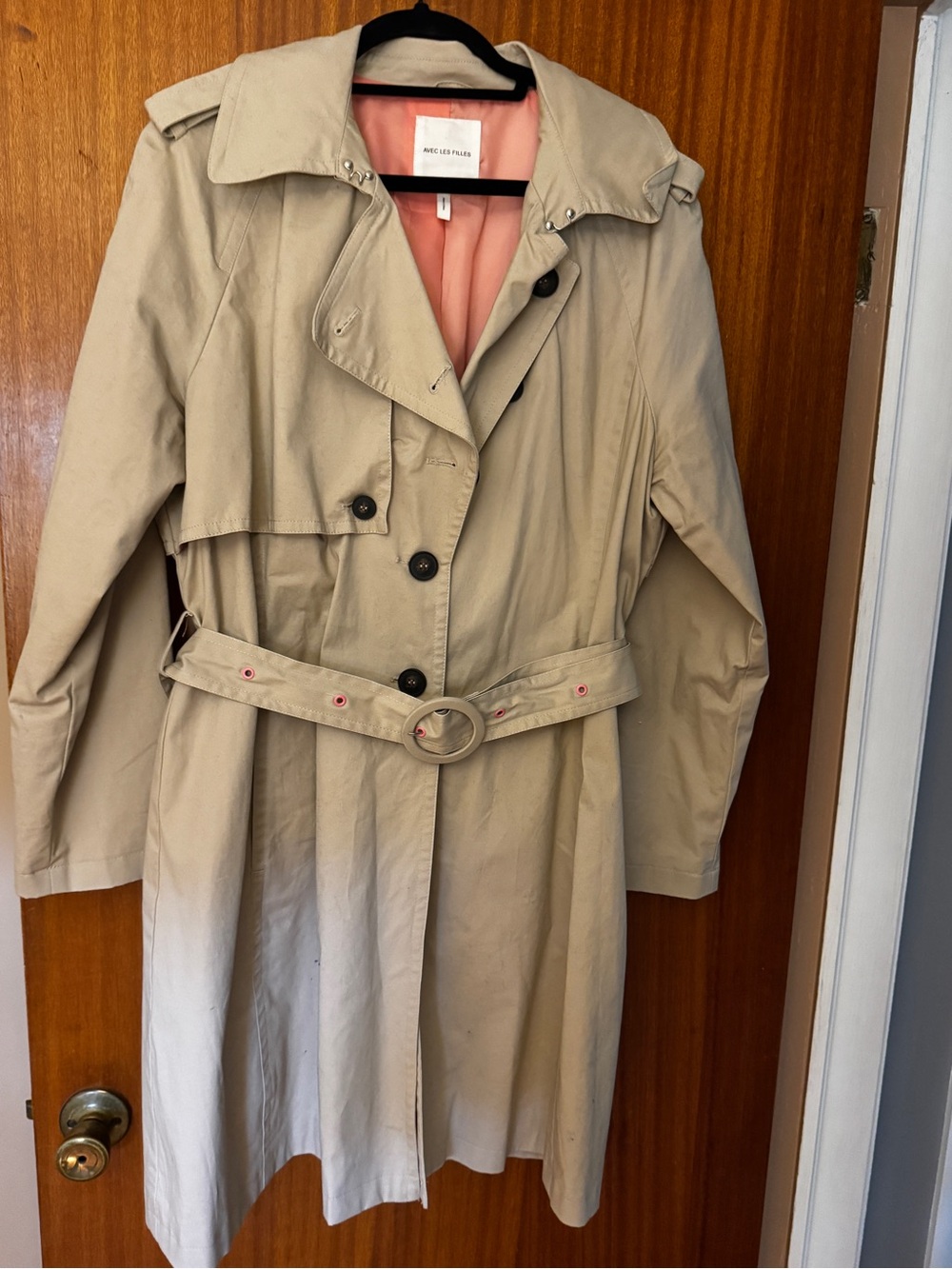 Avec Les Filles Beige Trench Coat with Belt
